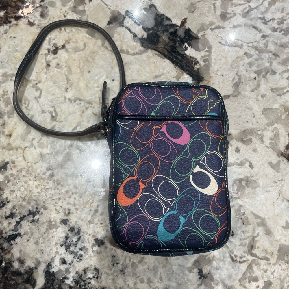 Coach Blue Multicolor Pattern Wristlet